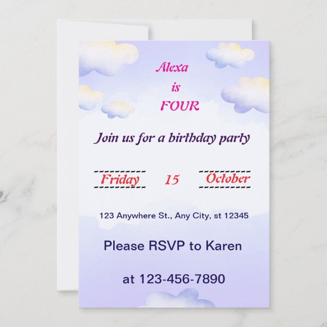 convite de aniversário de libélula (Frente)