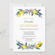 Convite de Aniversário de Limões Amarelos Aquarela
