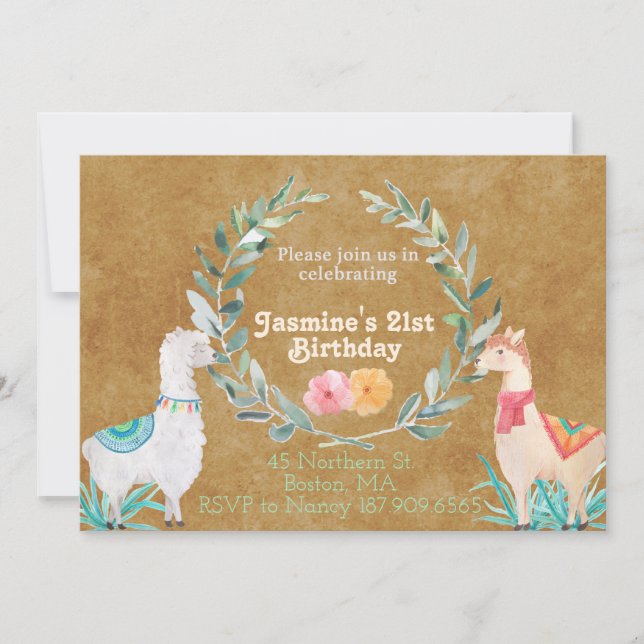 Convite de Aniversário de Llama (Frente)