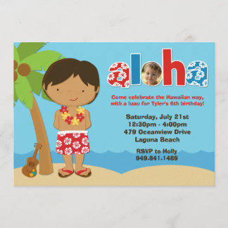 Convite de aniversário de Luau dos meninos