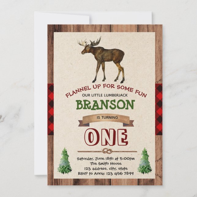 Convite de Aniversário de Lumberjack Antler (Frente)