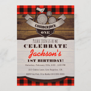 Convite de Aniversário de Lumberjack Flannel Woods