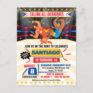 Convite de Aniversário de Luta Livre Mexicana