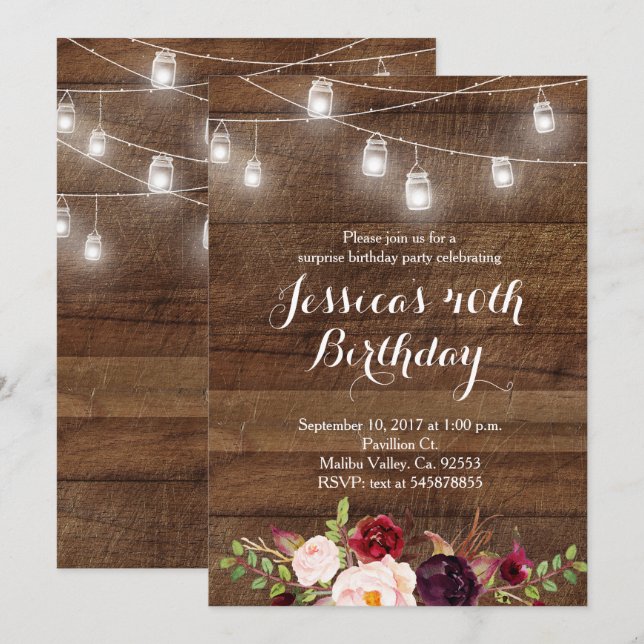 Convite de aniversário de luz da Cadeia de Caracte (Frente/Verso)