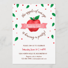 Convite de aniversário de maçã "Apple of our eye"