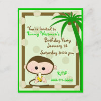 Convite De Aniversário De Macaco Bonito
