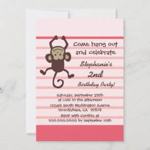 convite de aniversário de macaco-gato