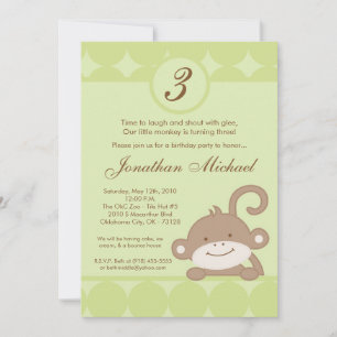 Convite de Aniversário de Macaco PolkaDot Neutro 5