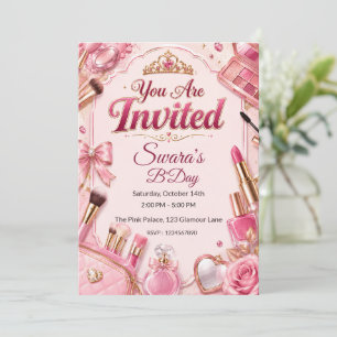 Convite de Aniversário de Maquiagem Glamour Person