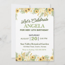 Convite de aniversário de margarida amarela bonito