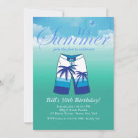 Convite de aniversário de Masculina Vista de Verão