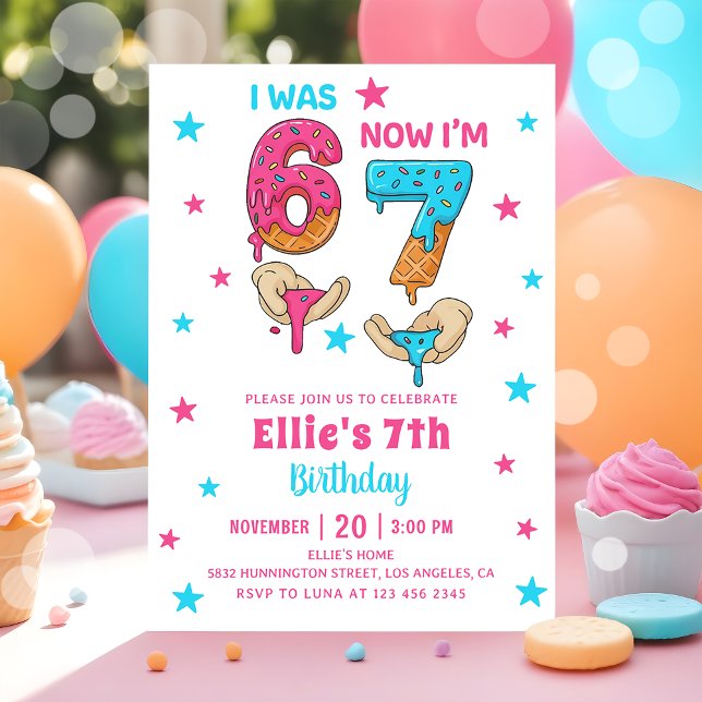 Convite de Aniversário de Menina 67 Six Seven (Criador carregado)