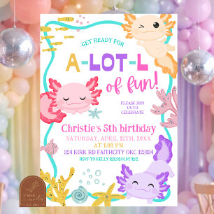 Convite de aniversário de menina Axolote pastel ro