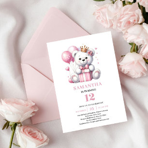 Convite de Aniversário de Menina Balões de Urso de