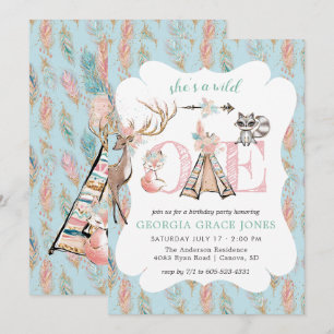 Convite de Aniversário de Menina Boho Selvagem