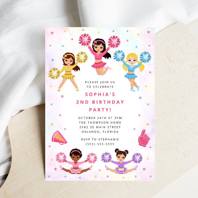 Convite de Aniversário de Menina Cheerleader (Criador carregado)