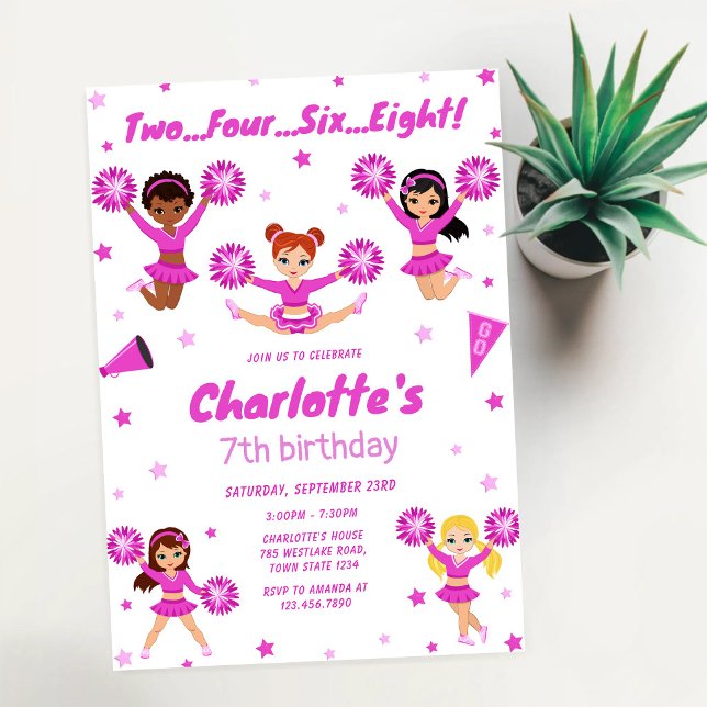 Convite de Aniversário de Menina Cheerleader (Criador carregado)
