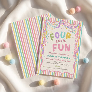 Convite de Aniversário de Menina Colorido Divertid