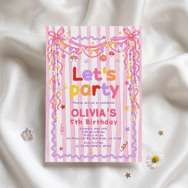 Convite de Aniversário de Menina Colorido Vamos Fa