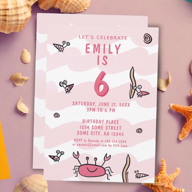 Convite de Aniversário de Menina com Animais Marin (Criador carregado)