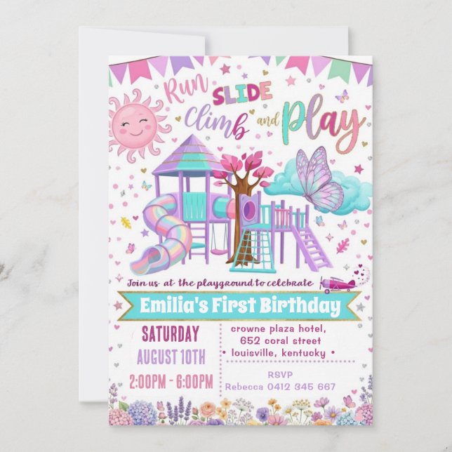 Convite de Aniversário de Menina com Jogo de Desli (Frente)