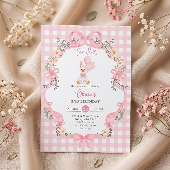 Convite de Aniversário de Menina com Laço Rosa de  (Criador carregado)