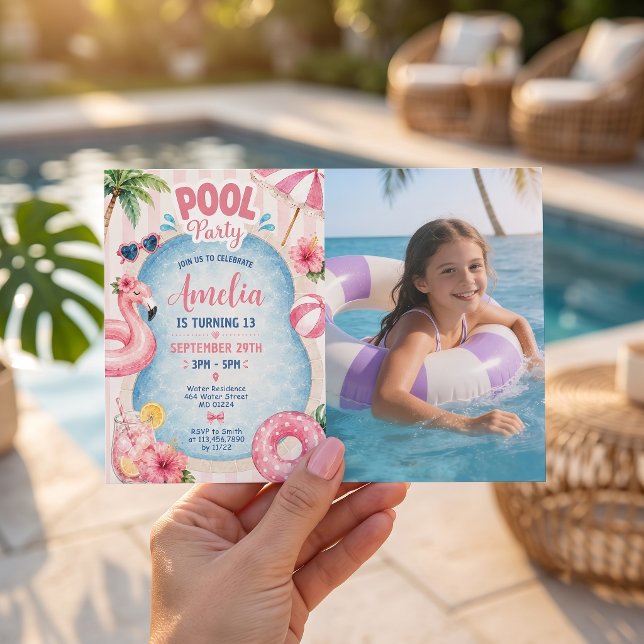 Convite de Aniversário de Menina com Listras Rosa  (Criador carregado)