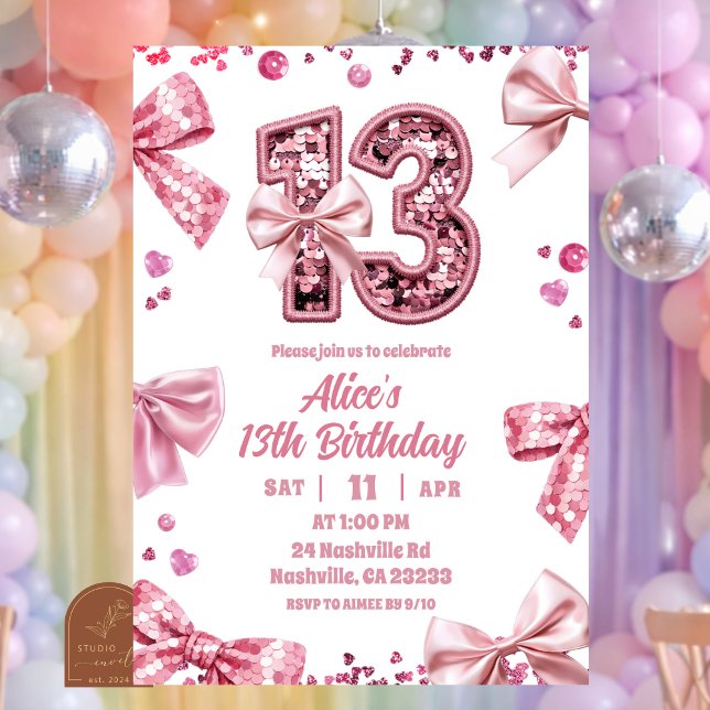 Convite de Aniversário de Menina de 13 anos com La (Criador carregado)