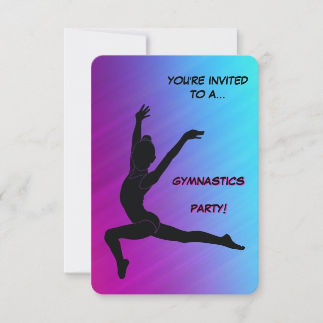 Convite de Aniversário de Menina de Ginástica (Frente)