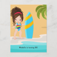 Convite de Aniversário de Menina de Praia de Verão