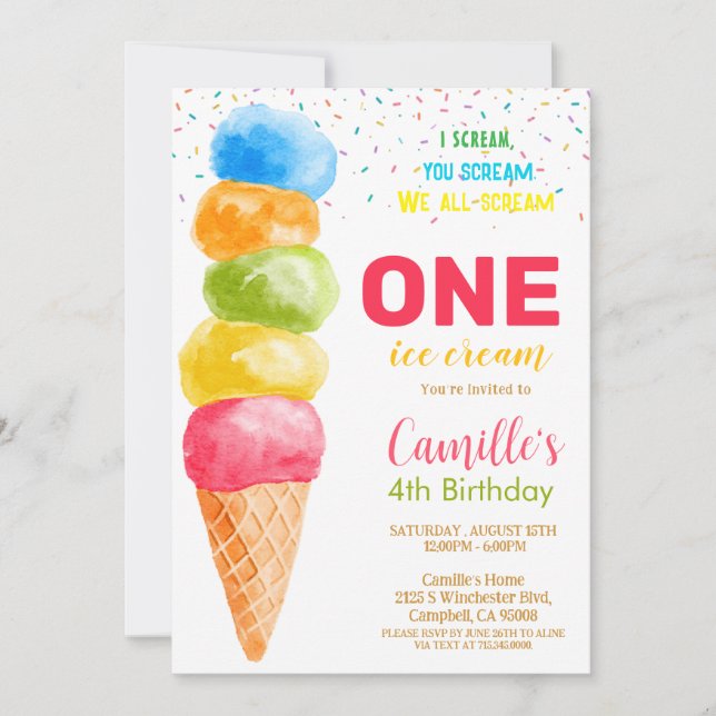 Convite de Aniversário de Menina de Qualquer Idade (Frente)