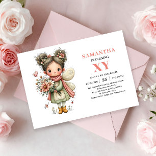 Convite de aniversário de menina fada fofa com mag