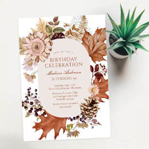 Convite de Aniversário de Menina Floral Rústico Mo