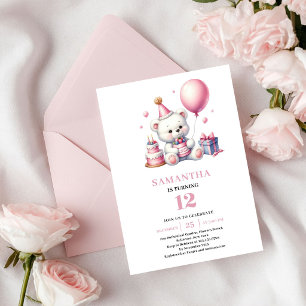 Convite de Aniversário de Menina Fofa Tema Urso de