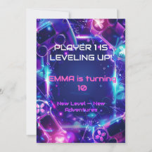 Convite de Aniversário de Menina Gamer - Editável