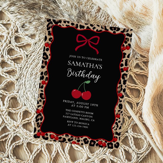 Convite de Aniversário de Menina Guepardo Leopardo (Criador carregado)