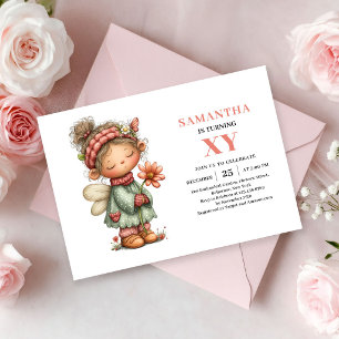 Convite de aniversário de menina mágica fada rosa