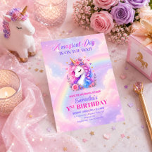 Convite de Aniversário de Menina Mágica Unicórnio