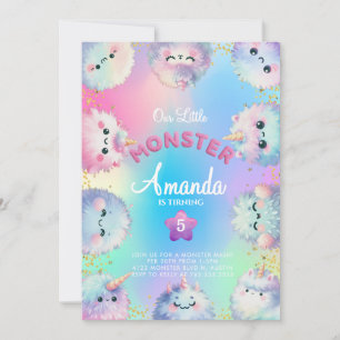 Convite de aniversário de menina monstro fofa