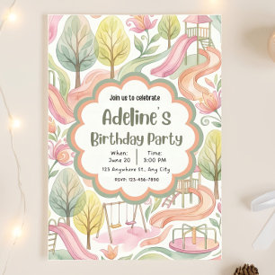 Convite de Aniversário de Menina no Parque Editáve