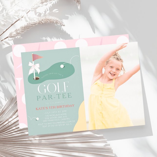 Convite de Aniversário de Menina Par-Tee de Golfe  (Criador carregado)