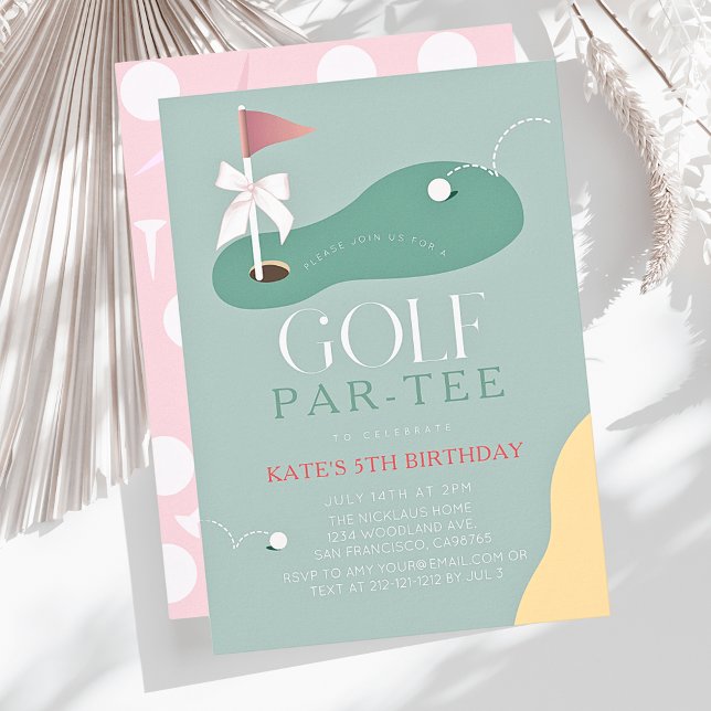Convite de Aniversário de Menina Par-Tee de Golfe  (Criador carregado)
