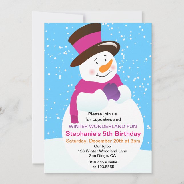 Convite de Aniversário de Menina para o Natal com  (Frente)