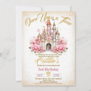 Convite de aniversário de menina princesa Era Uma