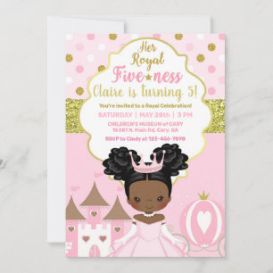 Convite de aniversário de menina princesa real.