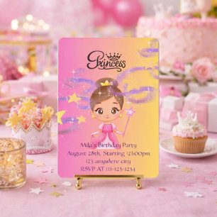 convite de aniversário de menina princesa rosa
