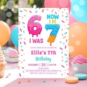 Convite de Aniversário de Menina Seis Sete Donut d