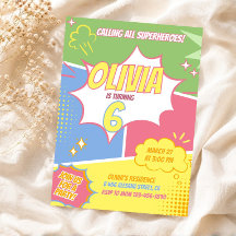 Convite de Aniversário de Menina Super-Herói Rosa 