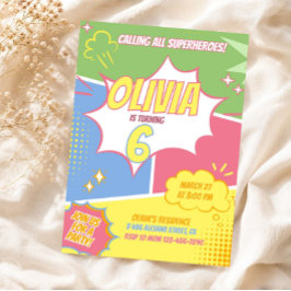 Convite de Aniversário de Menina Super-Herói Rosa 