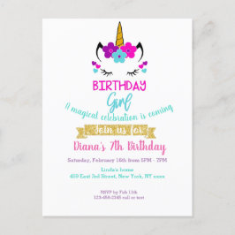 Convite de Aniversário de Menina Tema Unicórnio